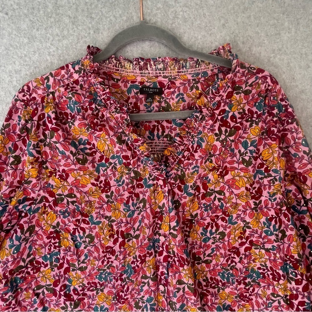 Floral Print Top Metallic Women's Cottagecore - Picture 2 of 13